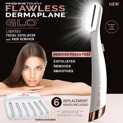 Finishing Touch Flawless Dermaplane Glo Lighted Facial Exfoliator & Hair Remover • $48.18