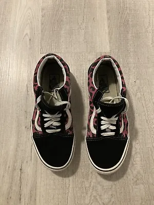 Vans Old Skool Pink Leopard Print Low Skate Shoes Sneakers Rare Women’s 8.5 • $19.99