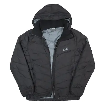 JACK WOLFSKIN Mens Puffer Jacket Black Hooded S • £25.99