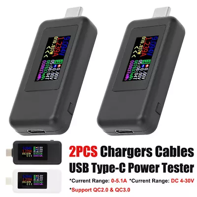 2PCS Digital USB Type-C Power Tester DC 4-30V 5A Voltage Current Capacity Meter • $21.99