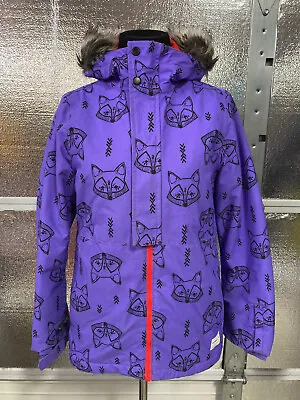 O'Neill Winter Jacket - Girls M (10) - Ski Snowboard Snow - Purple With Foxes • $44.99