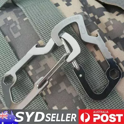 D-type Keys Carry Buckles Stainless Steel Mini Multi-tool Carabiner Camping Gear • $7.79