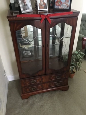 £45 • Buy Dark Wood  Glazed Display Cabinet Cupboard