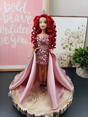 Ariel Mermaid Doll Restyled Curly Hair Redressed Pink Gown Silver Crown Fashion • $150