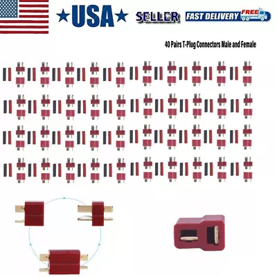 80Pcs Male Female T Plug Connectors Deans Style +Heat Shrink For RC LiPo Battery • $21.84