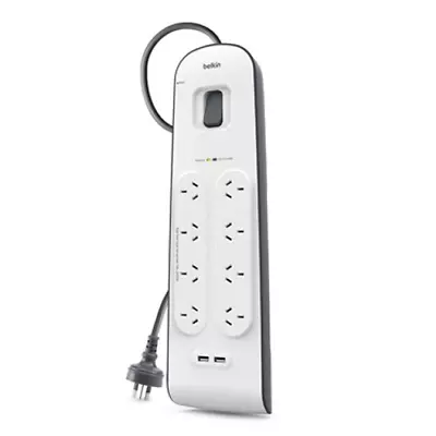 Belkin 8 Outlet Surge Protected Power Board  2USB Outlets 2m Cable BSV804AU2M • $73.95