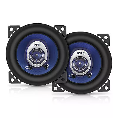 Pyle 4 Inch Blue Poly Injection Cone 2 Way 180 Watt Surround Sound Car Speakers • $27.49