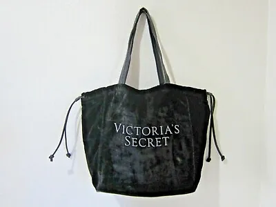 BLING Victoria Secret Black VELOUR VELVET Rhinestones Tote Bag Carry On Travel • $29.95