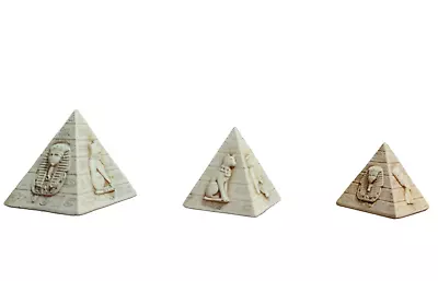 Vintage Egyptian Pharaoh Pyramids Stone 3 Pcs Gift Souvenir • £19.99