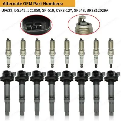 8X Ignition Coils + 8X Spark Plugs Pack For 2011-2016 Ford F-150 Mustang V8 5.0L • $88.99