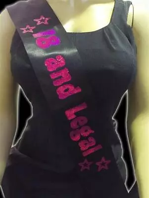 BLACK & HOT PINK BIRTHDAY SASH 18th 21st 30th 40th 50th SASHES PARTY ACCESSORIES • £2.99