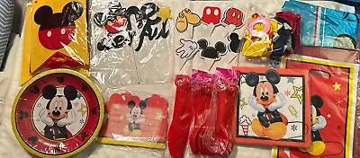 124 Pcs Mickey Mouse 1st Birthday Party Decorations Banner Balloons Plates Bags • $14