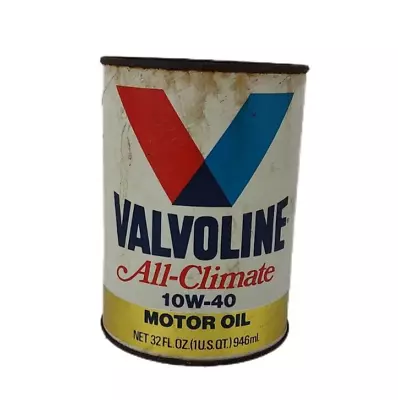 Vintage Valvoline Motor Oil Quart Can SAE 10W40 Full Cardboard Container NOS • $9.98