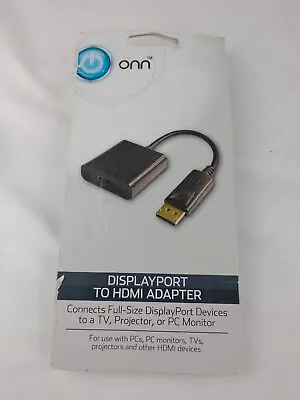 Onn DisplayPort To HDMI Adapter 1080P With 7.2 Surround Sound Gold Plated Ends • $9.99