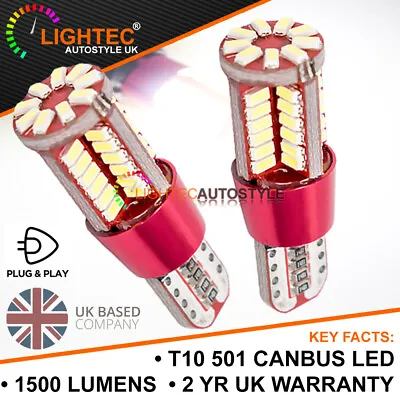 T10 W5W 501 CanBus Error Free 57 SMD High Power Car Sidelight Bulbs UK • £6.04