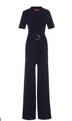 NWT Staud Navy Blue/ Rust Stitch Design Stretch ViV Jumpsuit! 🔥🔥🔥 • $300