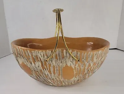 Mid-Century Carved Wooden Bowl Designed By Aldo Tura For Macabo W/ Brass Handle • $159.95
