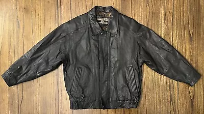 Vintage Members Only Genuine Leather Bomber Jacket- Biker Style Men Size: Medium • $29.95