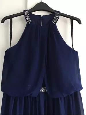 £7 • Buy Floor Length Navy Bridesmaid Occasion Prom Party Dress Size 10