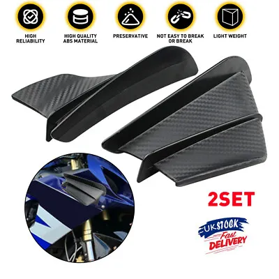 4X Motorcycle Winglet Aerodynamic Wing Side Fairing Spoiler Carbon Fiber Color • £37.99