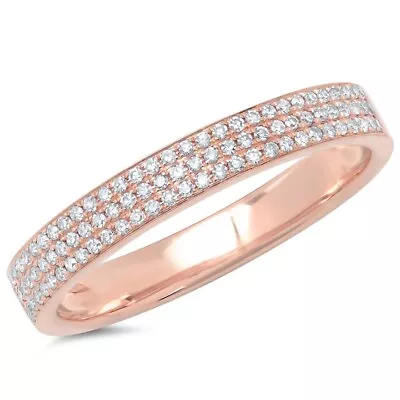 14k ROSE GOLD DIAMOND MICRO PAVE STACKABLE WEDDING ANNIVERSARY BAND #1368 • $795