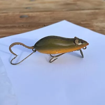 Vintage Heddon Grey Meadow Mouse With Glass NOSE L-RIG - Beautiful Wood Bait  • $125