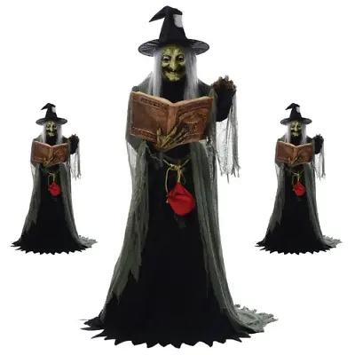 Spell-Speaking Witch Animated Prop 5 Ft Halloween Haunted House Lifesize Book • $286.99