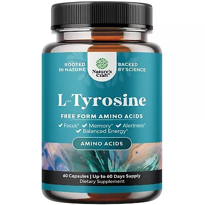 Free Form L Tyrosine 500mg Capsules - High Strength L-Tyrosine Supplement • $9.99