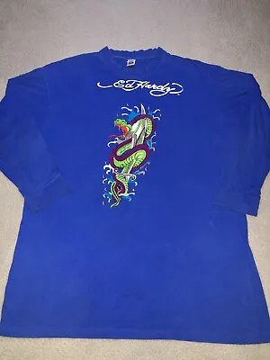 Vintage Ed Hardy Shirt Mens 4XL Christian Audigier Snake & Dagger Graphic Tee • $28.88