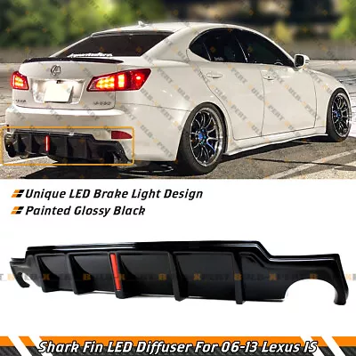 For 06-13 Lexus Is250 Is350 Jdm Glossy Black Rear Bumper Diffuser With Led Light • $134.99