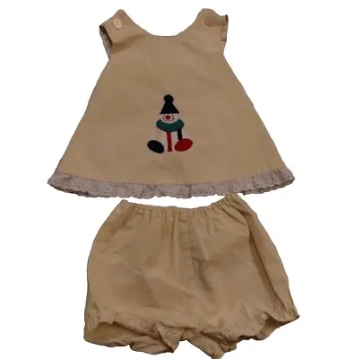 Vintage Samara Baby Dress Outfit Cross Back Top Clown Yellow With Bloomers  • $16.50