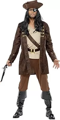 Pirate Costume Men's 3 Pc Br /Tan Coat W/ Attch Shirt  Belt Knickers & Hat XL • $59.98