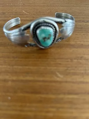 Vintage Sterling Silver And Turquoise Cuff Braceled. • $38