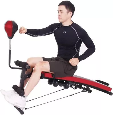 £34.99 • Buy Sit Up Bench Core AB Workout Adjustable Thigh Support Home Gym Pull Ropes Supine