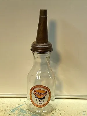 Oilzum Motor Oil Bottle Spout Cap Glass 1 Quart Vintage Style Gas Station • $19.99