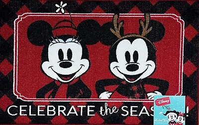 Disney Mickey Mouse Minnie Christmas Mat Rug 20”x32” Celebrate Season Reindeer • $28.99