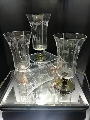 Four Vintage Etched Harlequin  Parfait Champagne Glasses VGC 14.5x8cm 550g • $30