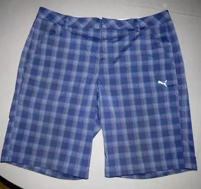 Men's PUMA Dry Cell 100% Polyester Plaid Chino Golf Shorts Sz. 36 • $23.99