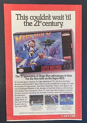 Mega Man X Capcom SNES | 1994 Vintage Game Print Ad  Art Official • $6.99