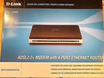 D Link ADSL2/2+ 2540 B Modem With 4 Port Ethernet Router Used In Box • $17