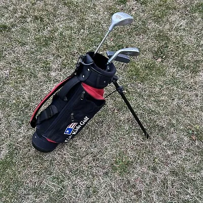U.S. Kids Golf Bag And RH Clubs Putter 7 Iron And Fairway Driver • $59.99