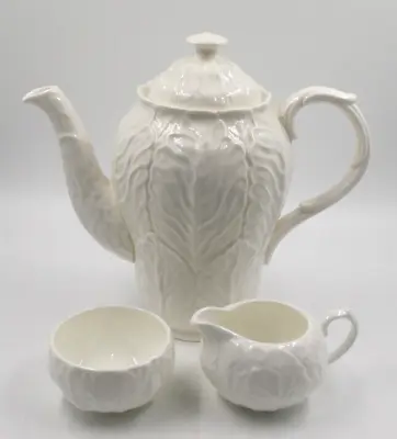 LOVELY LARGE COALPORT COUNTRYWARE COFFEE POT JUG & SUGAR BOWL SET WHITE  1st QTY • £39.95