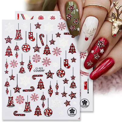$1.10 • Buy Christmas 3D Nail Art Stickers Xmas Snowflakes Adhesive Decals Decoration DIY
