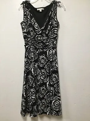 Womens Dress Size 8 Black White Floral Ruffled Empire Waist AA Studio 114 • $26