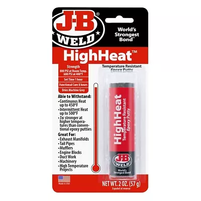 $28.50 • Buy JB Weld High Heat Epoxy Putty Stick 57gr Temperature Resistant Repair J-B 8297