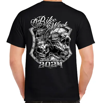 2024 Bike Week Daytona Beach Medieval Skull Shield T-Shirt • $14.99