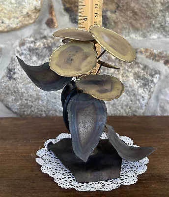 Vintage Brutalist Art Sculpture - Brass Metal Lily Pads & Leaves - Mid-Century • $28