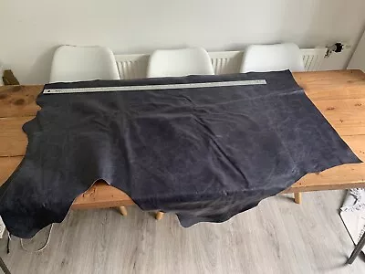 £30 • Buy Distressed Navy Dark Blue Leather Hide - Dark Blue Supple Cow Hide Leather