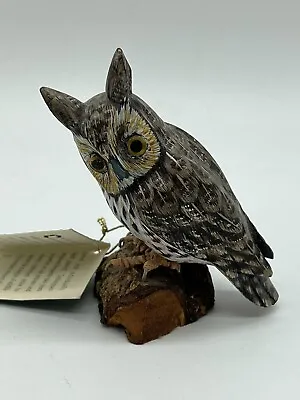 Great Horned Owl Figurine Carved Painted Wood Bird By John J Madison Co. Inc • $28.60