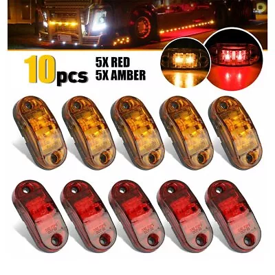 5 Amber 5 Red LED Car Truck Trailer RV Oval Clearance Side Marker Light Kit PUS • $13.99